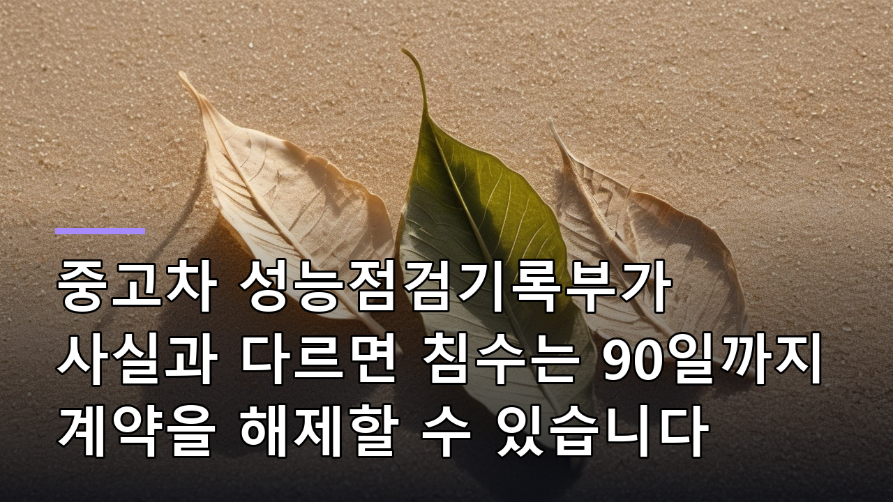 중고차 성능점검기록부가 사실과 다르면 침수는 90일까지 계약을 해제할 수 있습니다
