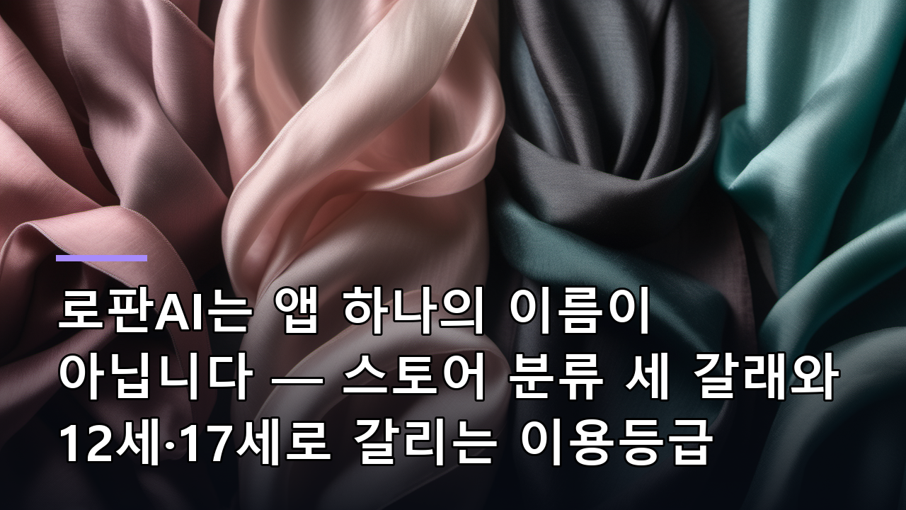 로판AI는 앱 하나의 이름이 아닙니다 — 스토어 분류 세 갈래와 12세·17세로 갈리는 이용등급