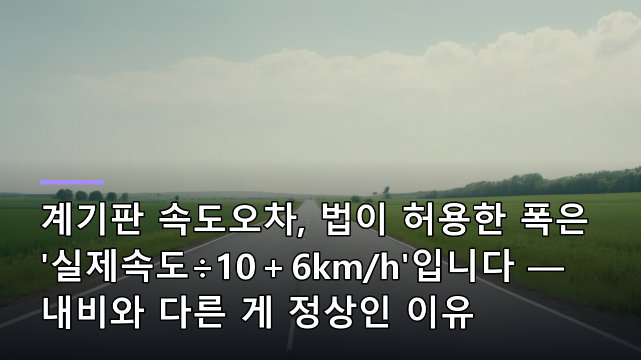 계기판 속도오차, 법이 허용한 폭은 '실제속도÷10+6km/h'입니다 — 내비와 다른 게 정상인 이유