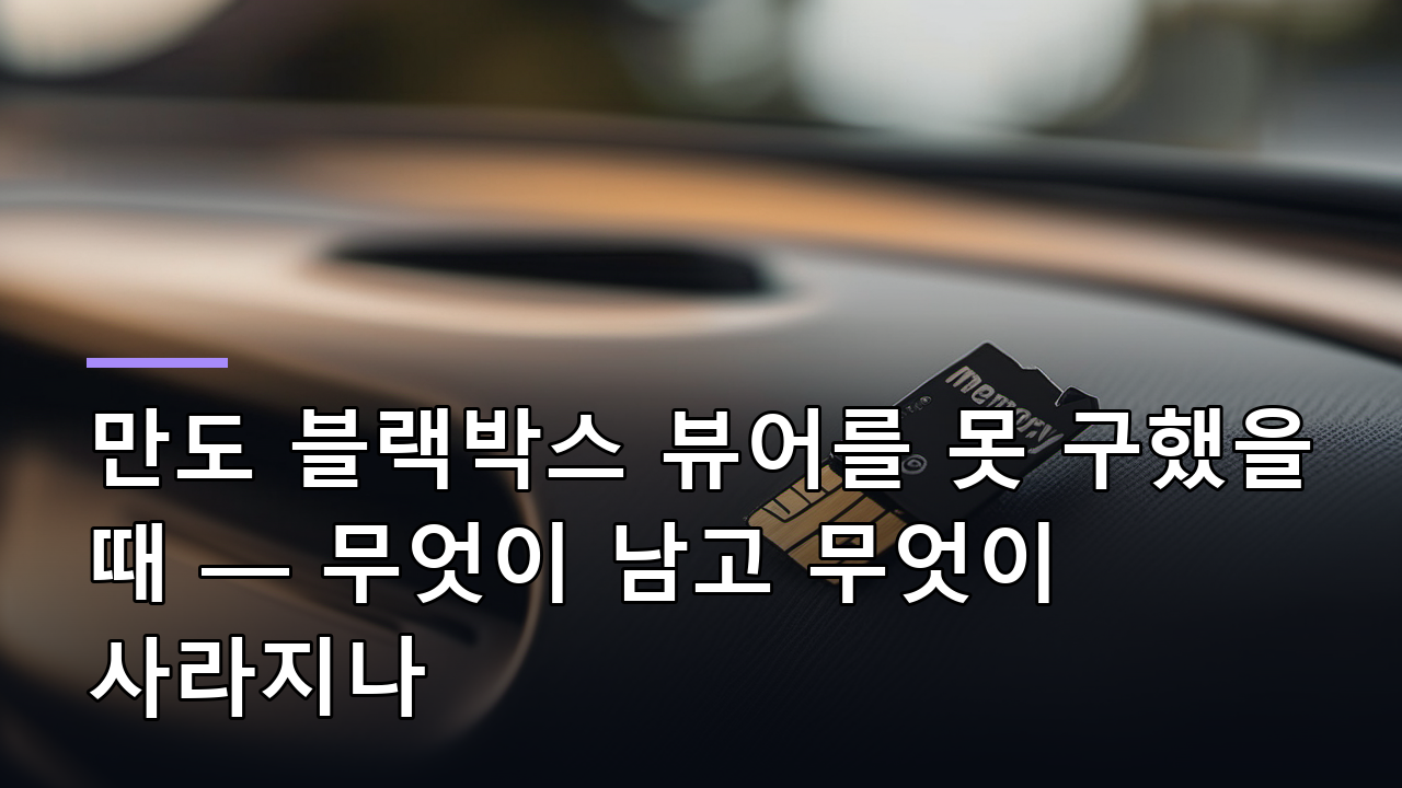 만도 블랙박스 뷰어를 못 구했을 때 — 무엇이 남고 무엇이 사라지나