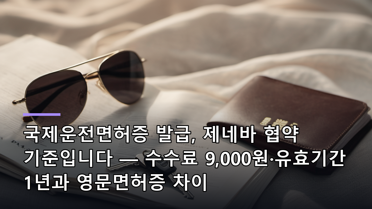 국제운전면허증 발급, 제네바 협약 기준입니다 — 수수료 9,000원·유효기간 1년과 영문면허증 차이